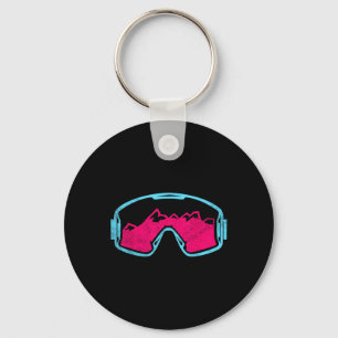 Retro Vintage Ski Snowboard Goggles 80s 90s Skiing Key Ring
