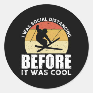 Retro Vintage Ski Tee Cool Winter Sports Skiers Sk Classic Round Sticker