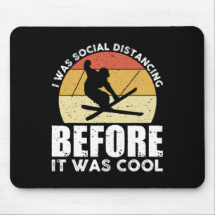 Retro Vintage Ski Tee Cool Winter Sports Skiers Sk Mouse Mat