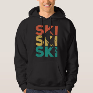 Retro Vintage Skiing Gift For Skiers  Hoodie