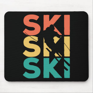 Retro Vintage Skiing Gift For Skiers Mouse Mat