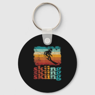 Retro Vintage Skiing Ski Lover Skiing Key Ring