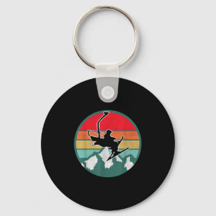 Retro Vintage Skiing Snow Gifts For Skiers _2 Key Ring