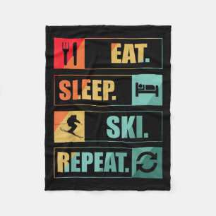 Retro Vintage Skiing Snow Gifts For Skiers  Fleece Blanket
