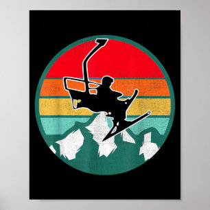 Retro vintage skiing snow poster