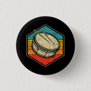 Retro Vintage Snare Drum - Marching Band Drumline  3 Cm Round Badge