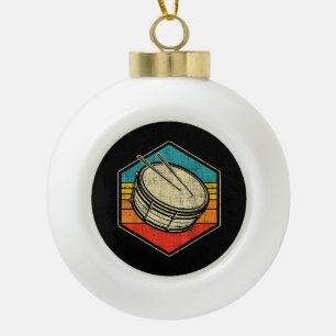 Retro Vintage Snare Drum - Marching Band Drumline  Ceramic Ball Christmas Ornament