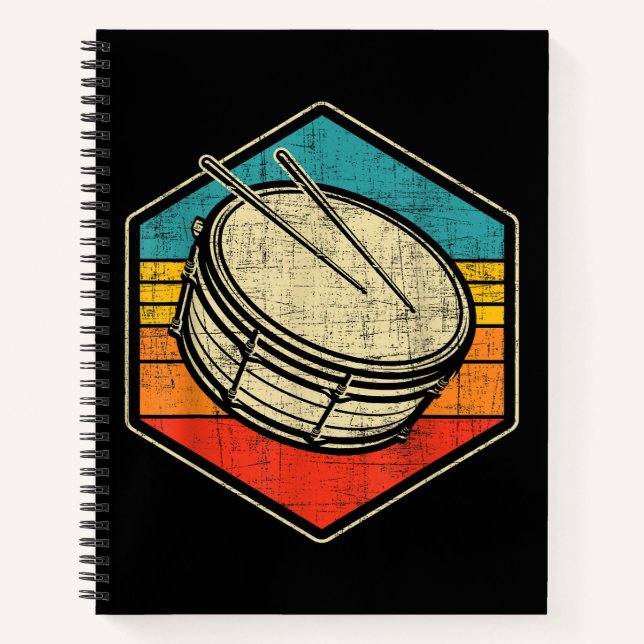 Retro Vintage Snare Drum - Marching Band Drumline  Notebook (Front)