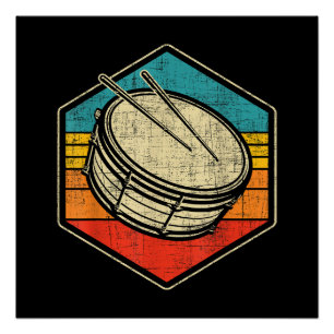 Retro Vintage Snare Drum - Marching Band Drumline Poster