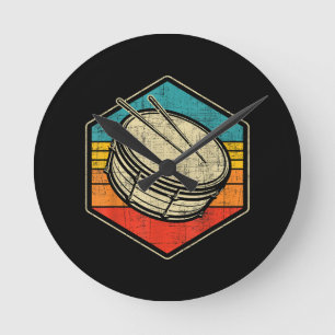 Retro Vintage Snare Drum - Marching Band Drumline  Round Clock