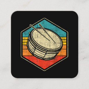 Retro Vintage Snare Drum - Marching Band Drumline  Square Business Card