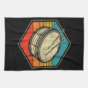 Retro Vintage Snare Drum - Marching Band Drumline Tea Towel