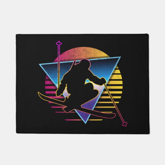 Retro Vintage Snow 80s Ski Doormat (Front)