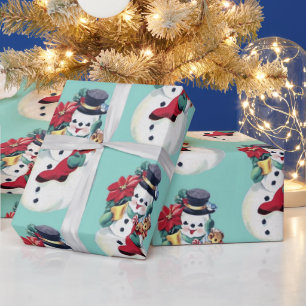 Retro vintage snowman Wrapping Paper