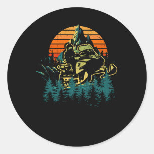 Retro Vintage Snowmobiling Winter Sports Snowmobil Classic Round Sticker