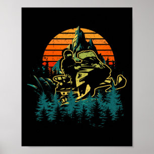 Retro Vintage Snowmobiling Winter Sports Snowmobil Poster