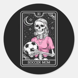 Retro Vintage Soccer Mom Tarot Card Classic Round Sticker