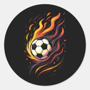 Retro Vintage Soccer Soccer Flames Sport Byll  Classic Round Sticker