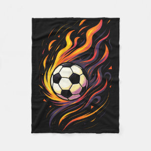 Retro Vintage Soccer Soccer Flames Sport Byll Fleece Blanket