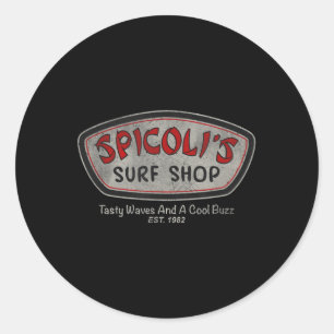 Retro Vintage Spicolis Surf Shop Tasty Waves And A Classic Round Sticker