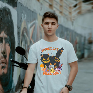 Retro Vintage Spooky Cat Vibes Only T-Shirt