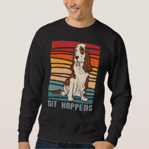 Retro Vintage Springer Spaniel Sit Happens Dog Paw Sweatshirt