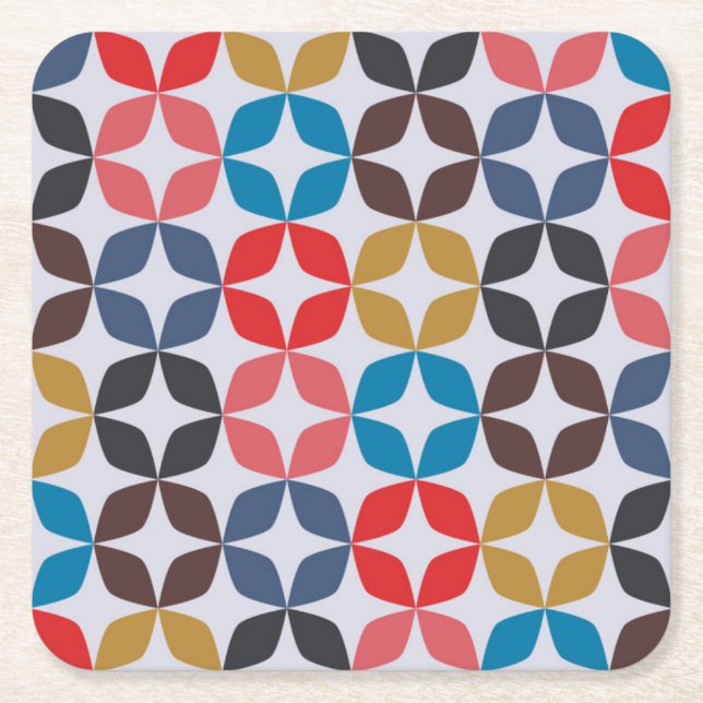 Retro Vintage Star Pattern Square Paper Coaster (Front)