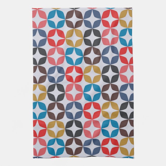 Retro Vintage Star Pattern Tea Towel (Vertical)