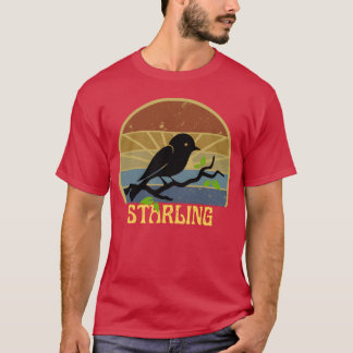 Retro Vintage Starling Silhouette Bird 70s gift T-Shirt