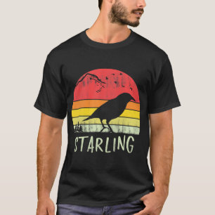 Retro Vintage Starling T-Shirt Silhouette Bird 70s