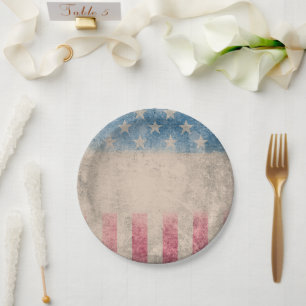 Retro Vintage Stars and Stripes Paper Plate