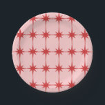Retro Vintage Stars Pink and Red Paper Plate<br><div class="desc">Retro Vintage Stars Pink and Red. Midcentury modern atomic age starburst pattern. A fun nod toward the 1950s and 60s and vintage mid-century mod aesthetics. Great for the holidays or for any time. By Kierkegaard Design Studio.</div>
