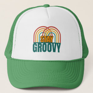 RETRO VINTAGE STAY GROOVY MOTIVATION POSITIVE  TRUCKER HAT