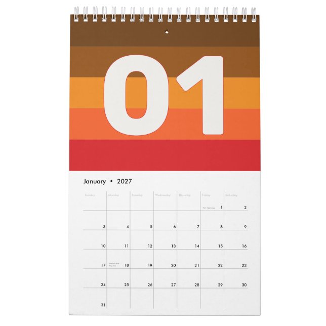 Retro Vintage Stripes 2026 Calendar (Jan 2027)