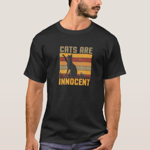 Retro Vintage Stripes Cats Are Innocent Cat T-Shirt
