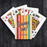 Retro Vintage Stripes Custom Name Fun Game on! Playing Cards<br><div class="desc">These beauties got more than just sass. Blazin' in retro fonts on a canvas of psychedelic stripes scream "GAME ON" and your custom family name in rad vintage typography. Have some extra groovy fun at the next family game night!</div>