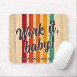Retro Vintage Stripes Custom Name Fun Work it! Mouse Mat<br><div class="desc">Forget boring mousepad squares, your desk deserves a funky disco ball of productivity! This ain't your grandma's mousepad, it's a groovy blast of retro vibes ready to fuel your workday. Picture this: your name blazin' in bold fonts alongside "Work it, baby!" in a psychedelic swirl of stripes. Every click whispers,...</div>