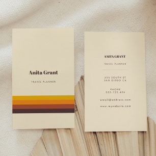 Retro vintage stripes vertical business card