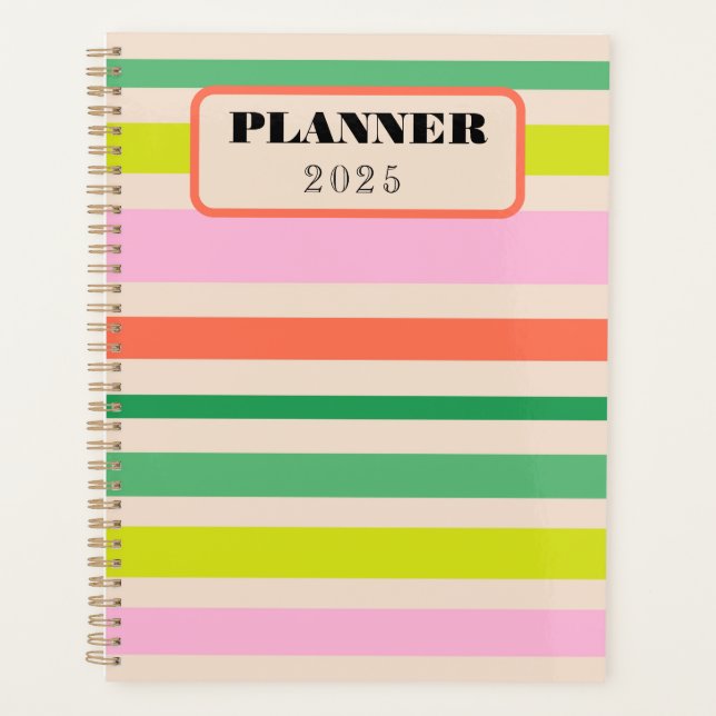 Retro vintage stripes yearly planner (Front)