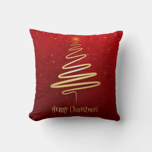 Retro Vintage-Style Christmas Trees on Red Cushion