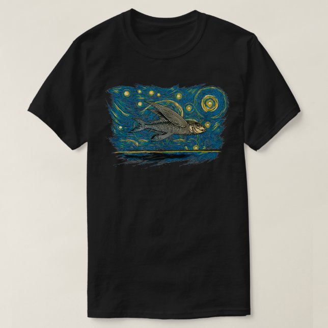 Retro Vintage Style Flying Fish  T-Shirt (Design Front)