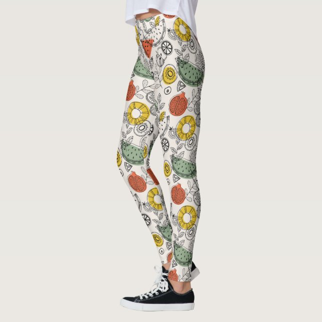 Retro Vintage Style Fruit Pattern Leggings (Left)