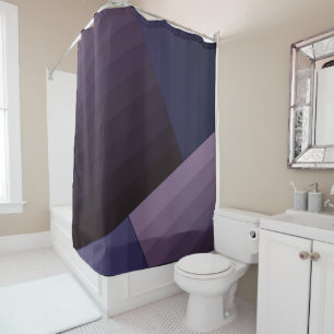 Retro vintage style geometric lines navy violet pu shower curtain
