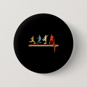 Retro Vintage Style Heartbeat Funny Soccer Players 6 Cm Round Badge