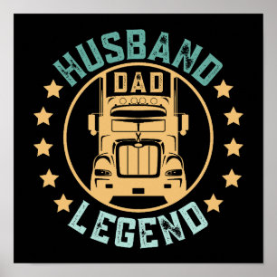 Retro Vintage Style Husband Dad Trucker Legend Poster
