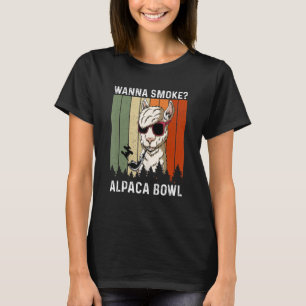 Retro Vintage Style Llama Wanna Smoke Alpaca Bowl  T-Shirt