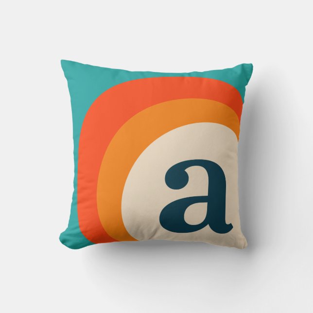 Retro Vintage Style Monogram Letter Initial Cushion (Front)