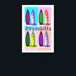 Retro Vintage Style Pop Art SurfBoards #Beachlife  Canvas Print<br><div class="desc">A colourful retro vintage style pop art piece that features surfboards and the text #beachlife.  Perfect for surfers and beach house decor.</div>