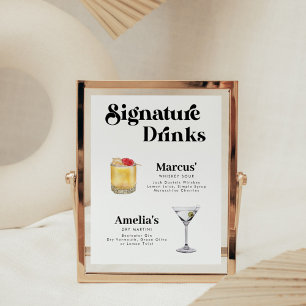 Retro Vintage Style Signature Drinks Poster