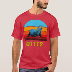 Retro Vintage Style Sunset Otter  T-Shirt